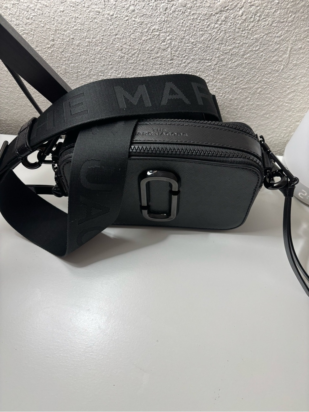 Marc Jacobs Black Compact Crossbody Belt Bag with Signature Strap